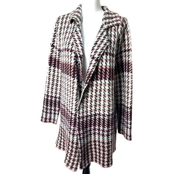 SIGNATURE STUDIO Women's Large Pink‎ Gray open front knit cardigan sweater cozy - Picture 2 of 8